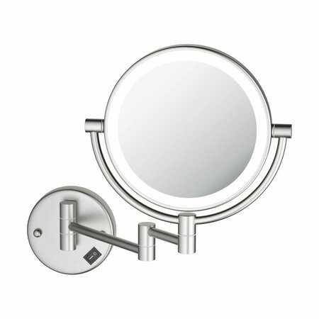 KIBI Circular LED Wall Mount Magnifying Make Up Mirror - Brushed Nickel KMM101BN